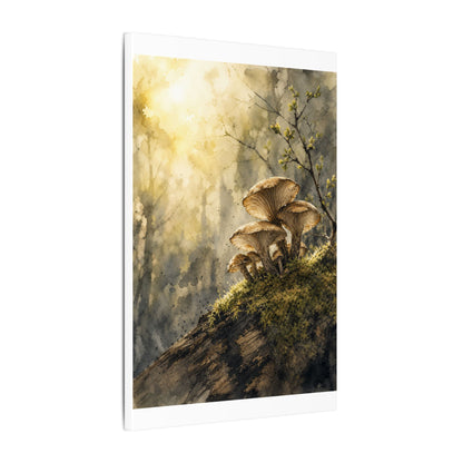 Wild Mushrooms Canvas Art | Spring Japandi Watercolor Art