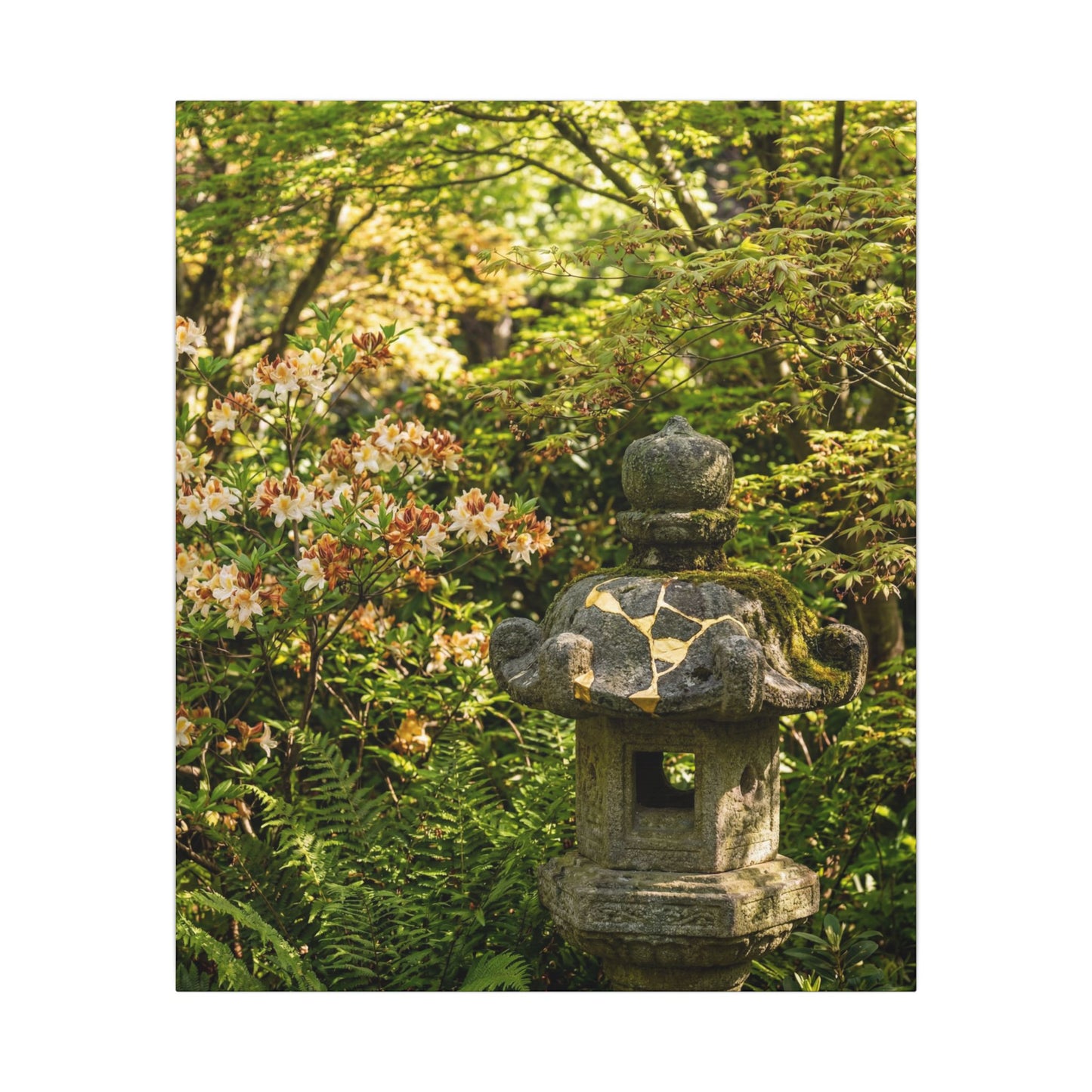 Spring Stone Lantern Gold Repair Canvas Art | Beautiful Decor