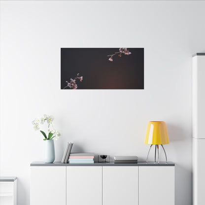 Dark Japandi Cherry Blossom in Candlelight | Moody Minimal Canvas Art