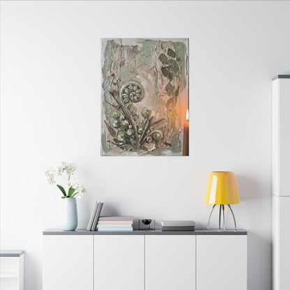 Datsuzoku Fern Unfurling Canvas Art - Japandi Texture