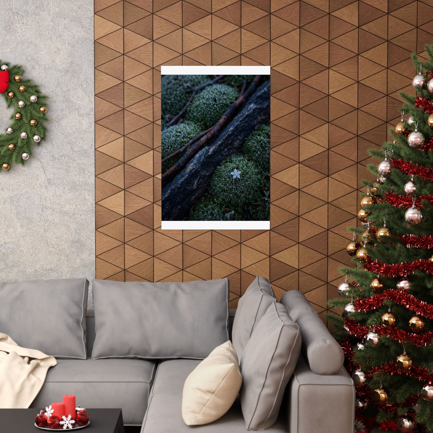 Moss Close Up Moody Minimal Wall Art Print | Moody Dark Japandi Art