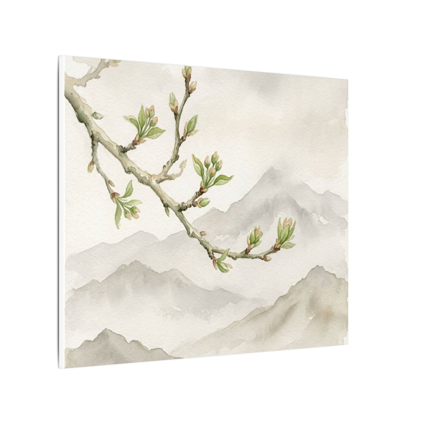 Spring Mountain Mist Watercolor Canvas Art | Cozy Decor