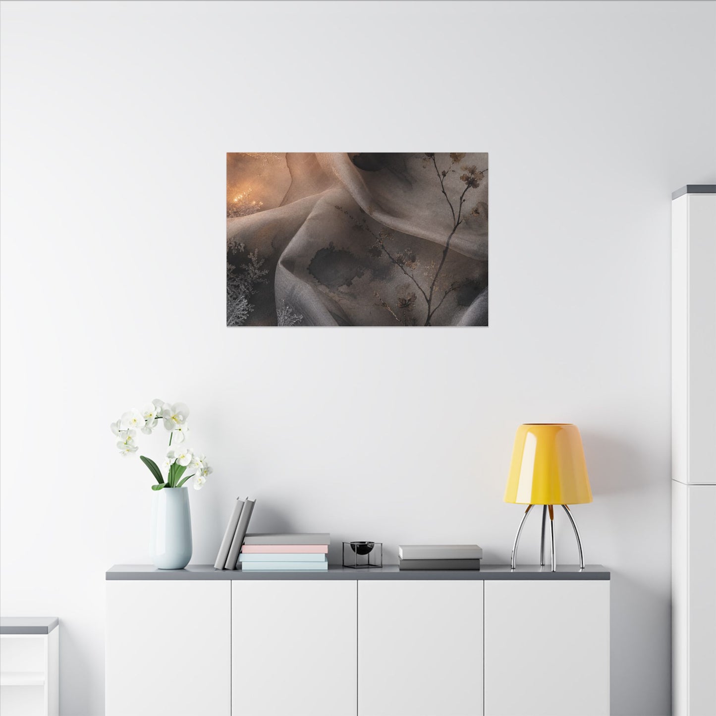 Japandi Silk Drape in Candlelight | Watercolor Canvas Art