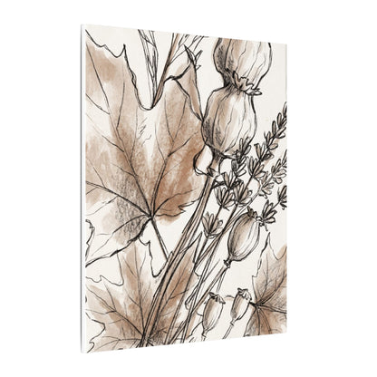 Neutral Dried Flowers Canvas Art - Minimal Line Japandi