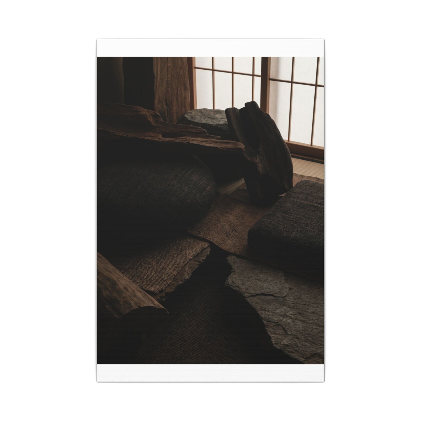 Dark Japandi Shadow Zen Canvas Art