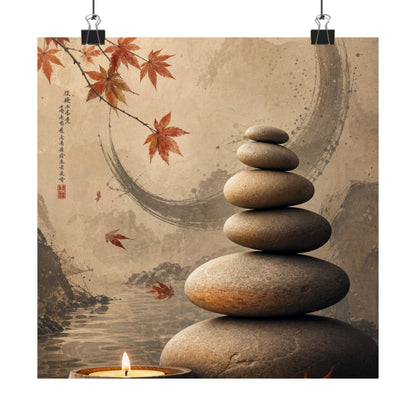 Ma River Stones Wall Art Print - Japandi Japanese Pattern