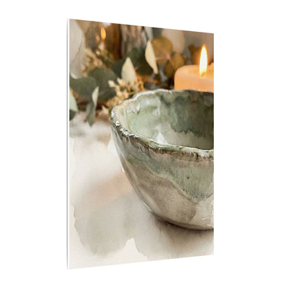 Ceramic Bowl Canvas Art | Summer Japandi Watercolor Art