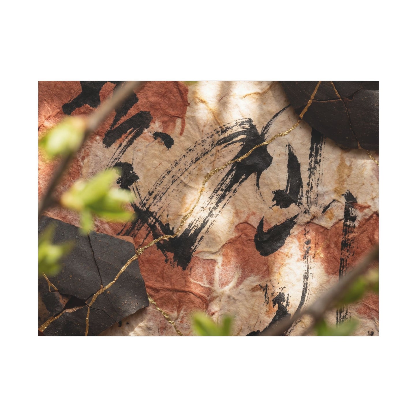 Datsuzoku Ink Brushstroke Canvas Art - Kintsugi Gold Repair