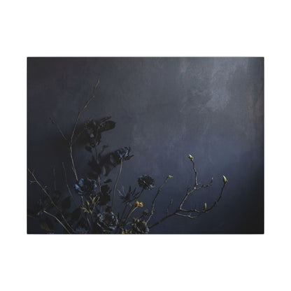 Dried Flowers Spring Canvas Art | Dark Japandi Moody Design Art Print