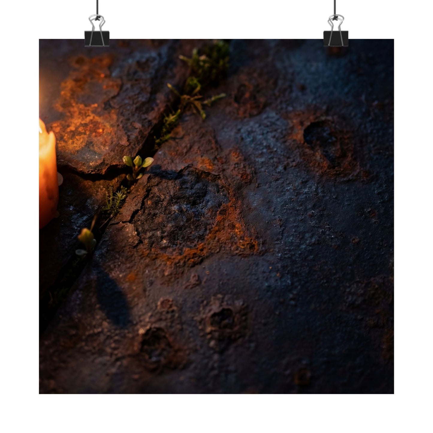 Dark Japandi Rust Patina in Candlelight | Charcoal Ink Wall Art Print Art Print
