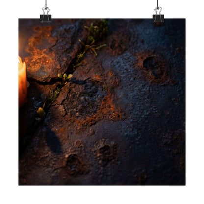 Dark Japandi Rust Patina in Candlelight | Charcoal Ink Wall Art Print Art Print