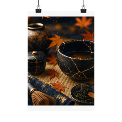 Tea Ceremony Gold Repair Wall Art Print | Healing Kintsugi Art