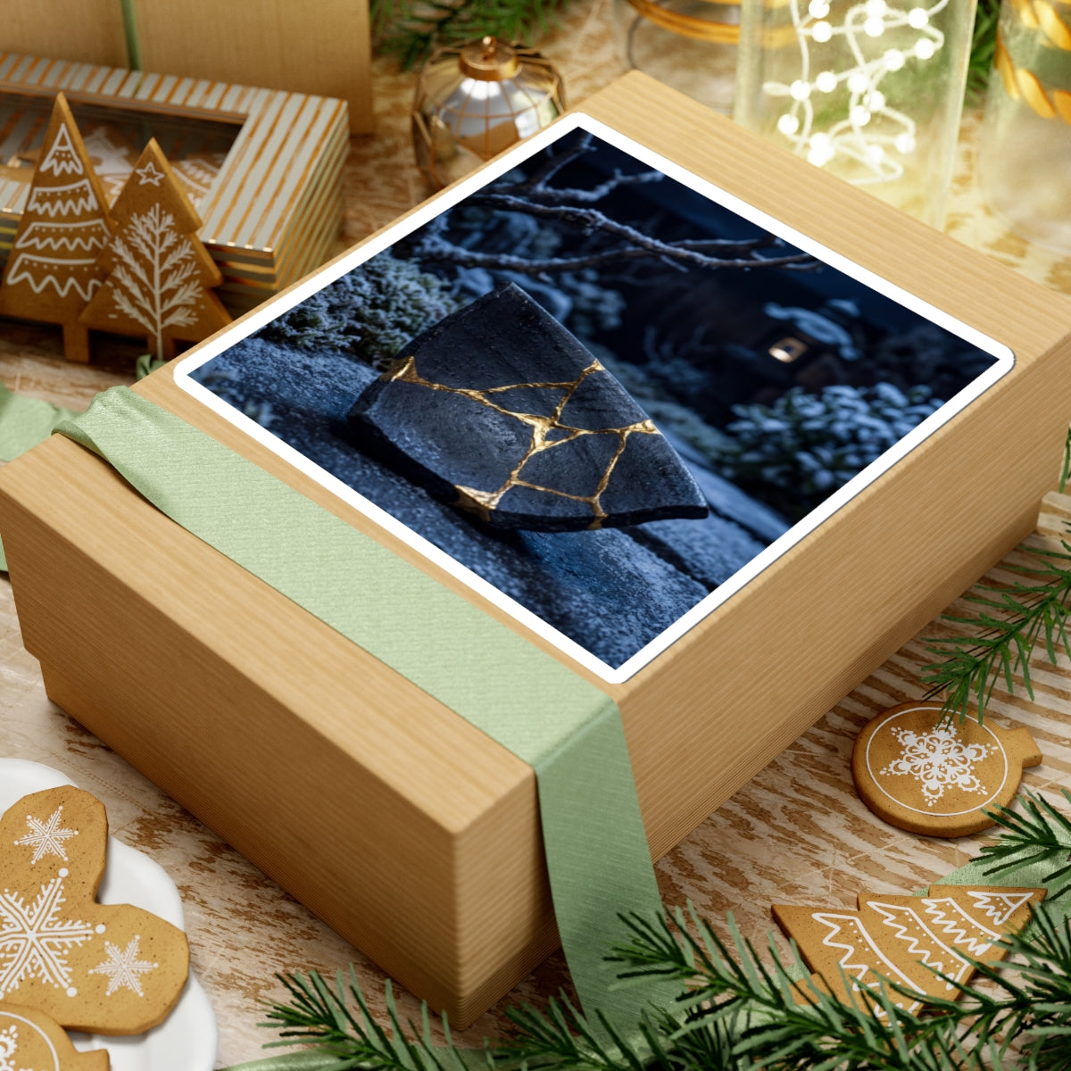Kintsugi Moonlit Garden in Moonlight | Gold Repair Sticker