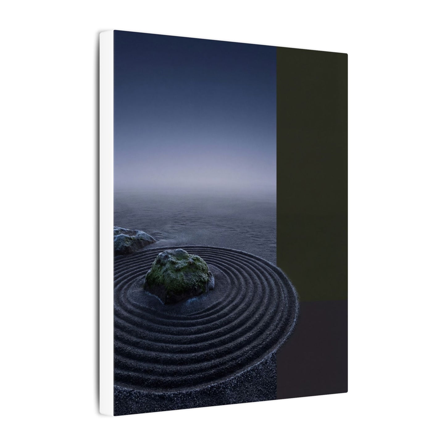 Ma Rock Garden Canvas Art - Dark Japandi Moody Minimal