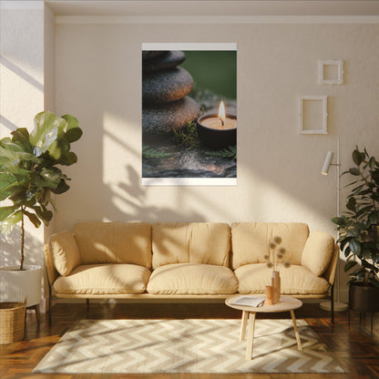 Warm River Stones Canvas Art - Japanese Pattern Japandi