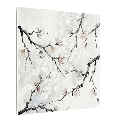 Cherry Blossom Canvas Art | Winter Japandi Watercolor Art