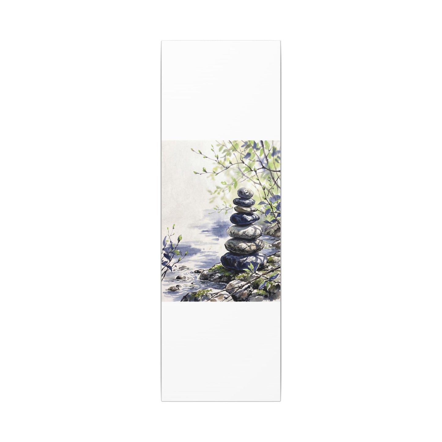 River Stones Sumi E Canvas Art | Serene Zen Art