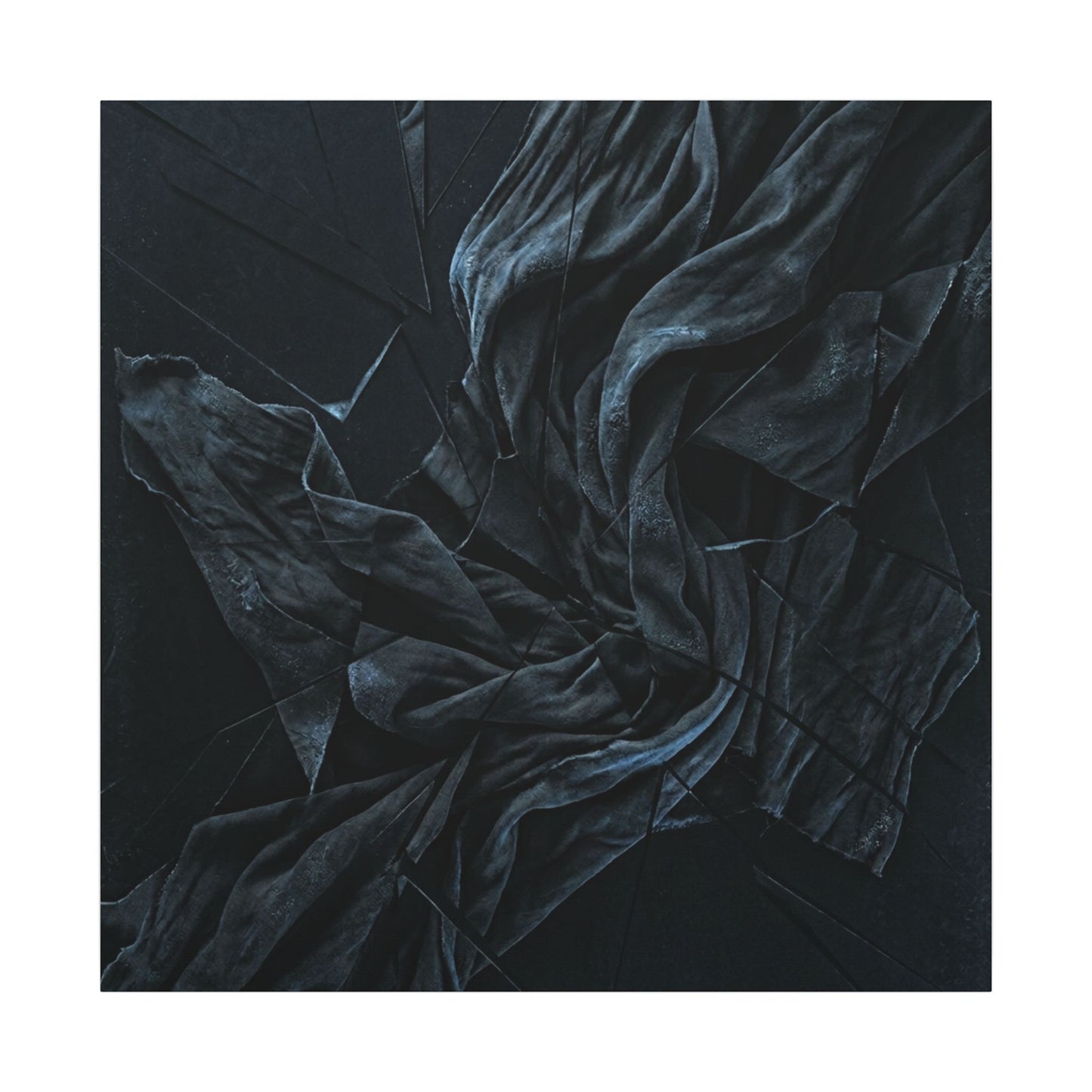 Dark Japandi Silk Drape in Moonlight | Moody Minimal Canvas Art