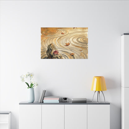 Autumn Rock Garden Watercolor Canvas Art | Neutral Decor
