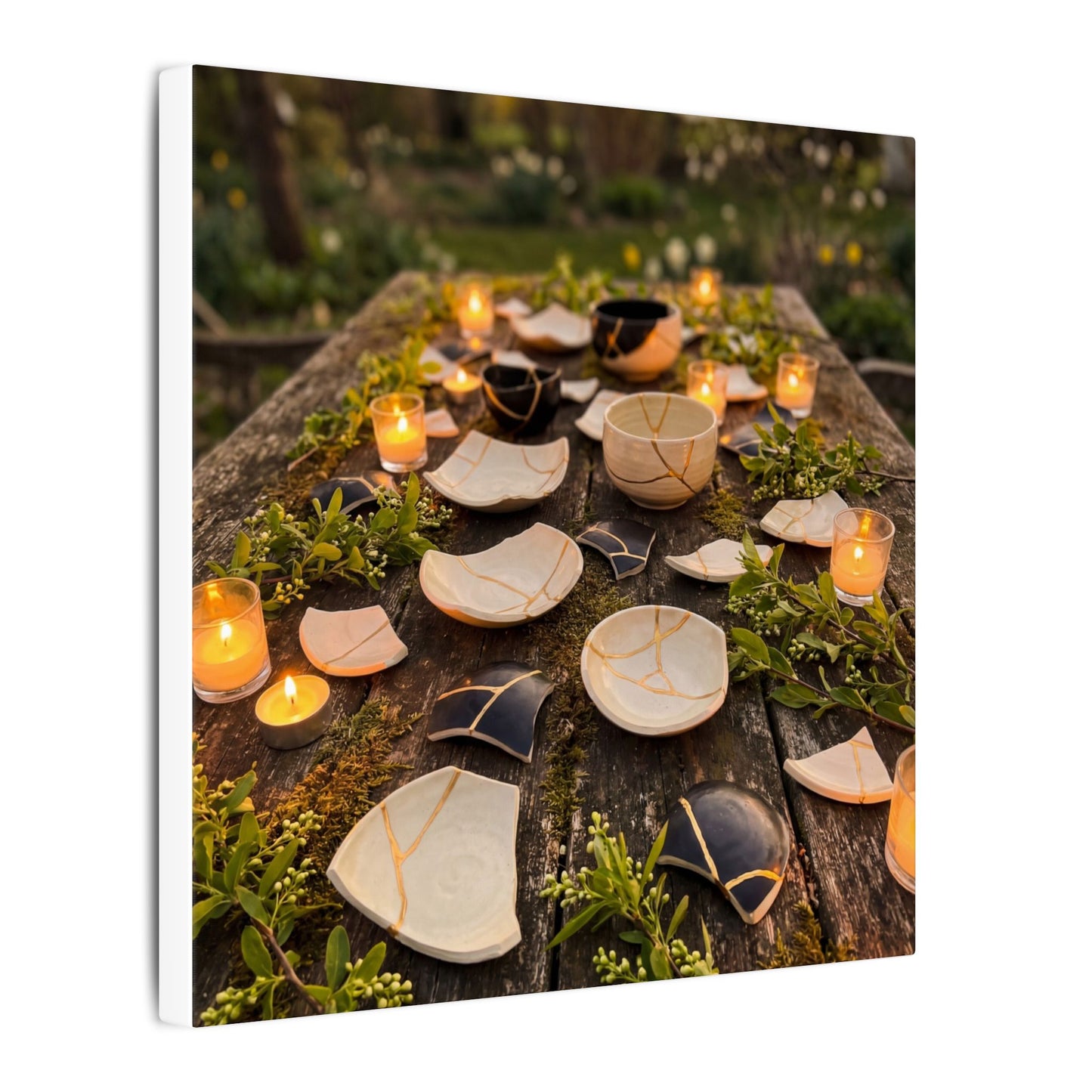 Broken Pottery Spring Canvas Art | Kintsugi Beautiful Design