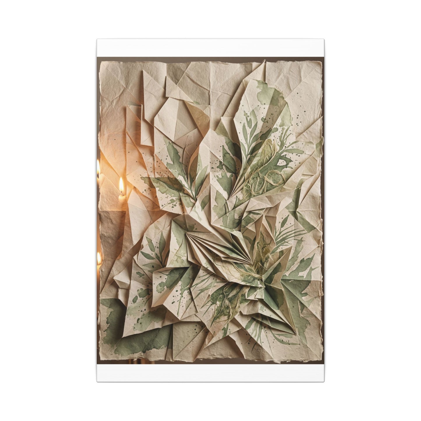 Japandi Paper Fold in Candlelight | Texture Canvas Art