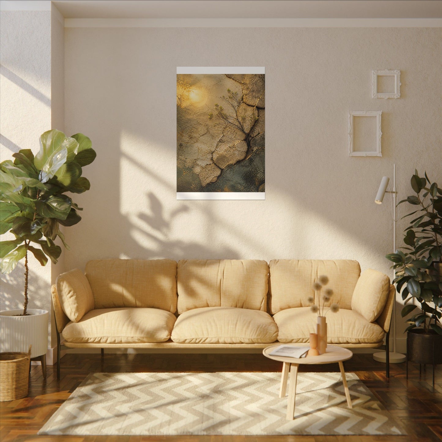 Cracked Earth Spring Canvas Art | Japandi Warm Design