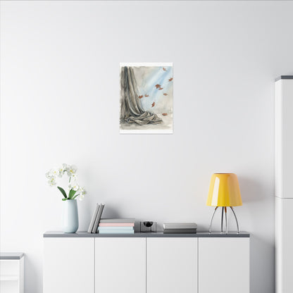 Ma Silk Drape Canvas Art - Japandi Watercolor