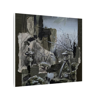 Winter Moonlit Garden Dark Texture Canvas Art | Moody Decor