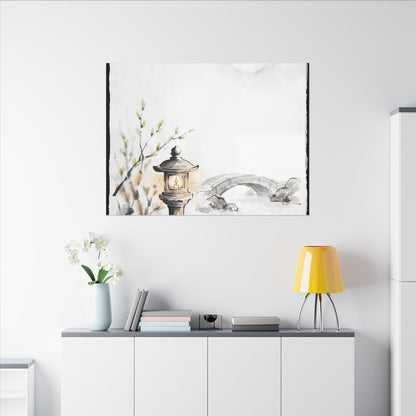 Moonlit Garden Spring Canvas Art | Zen Contemplative Design