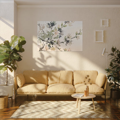 Cherry Blossom Watercolor Canvas Art | Elegant Japandi Art