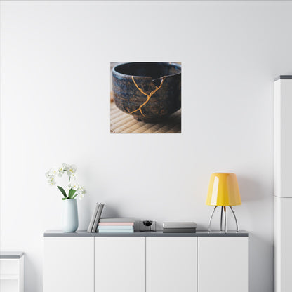 Tea Ceremony Autumn Canvas Art | Kintsugi Healing Design