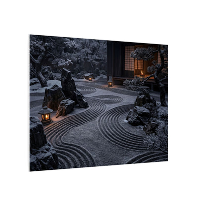 Candlelight Rock Garden Canvas Art - Dark Japandi Fukinsei