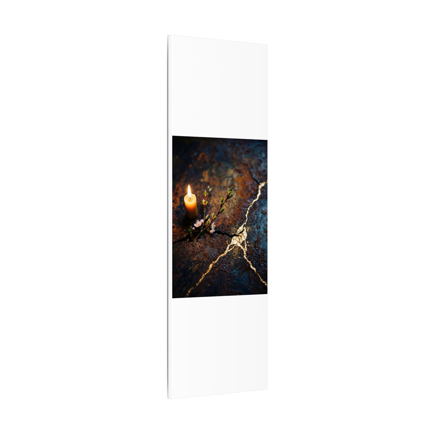 Kintsugi Rust Patina in Candlelight | Gold Repair Canvas Art