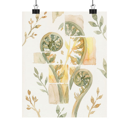 Kanso Fern Unfurling Wall Art Print - Japandi Watercolor