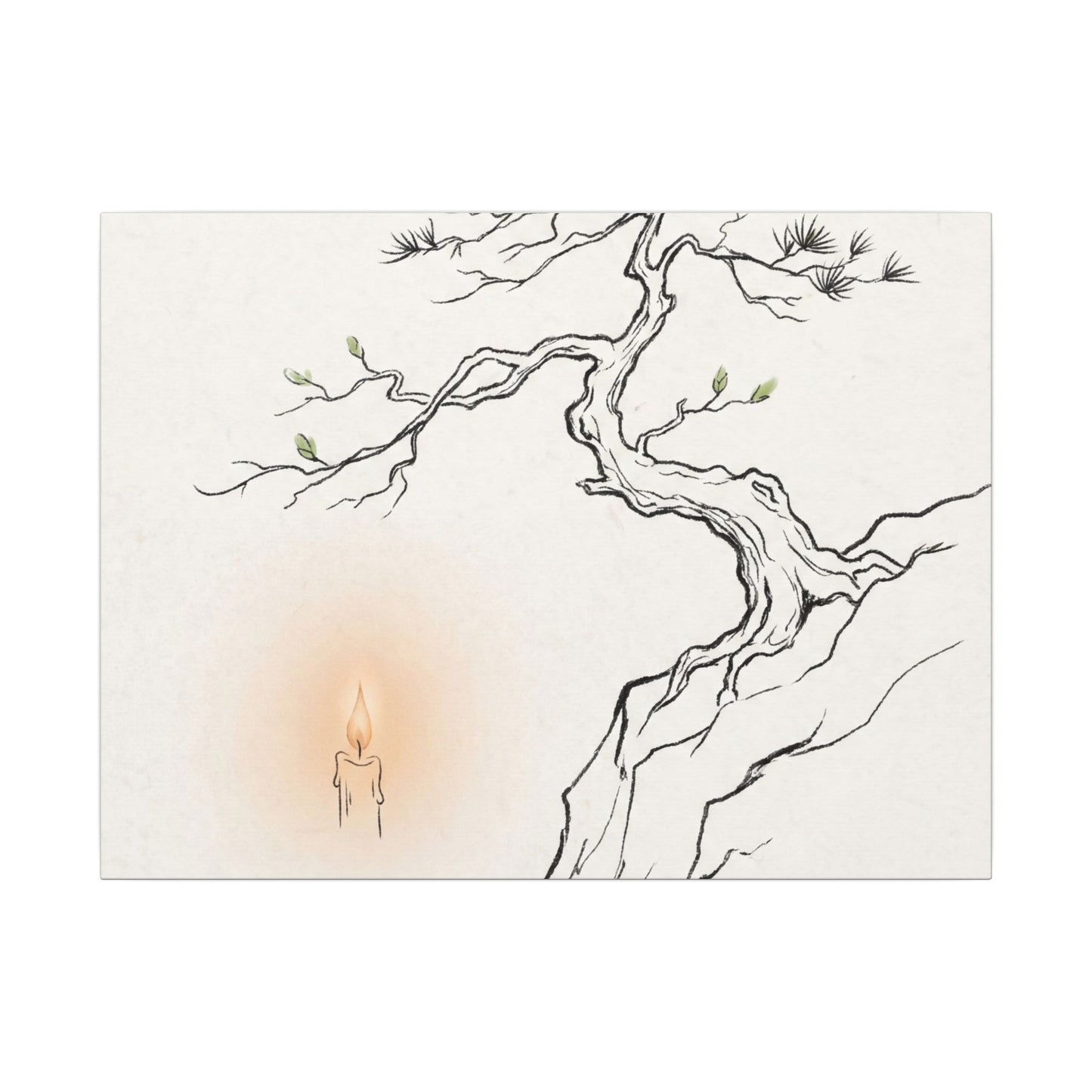 Candlelight Pine Tree Canvas Art - Japandi Shibui Art Print