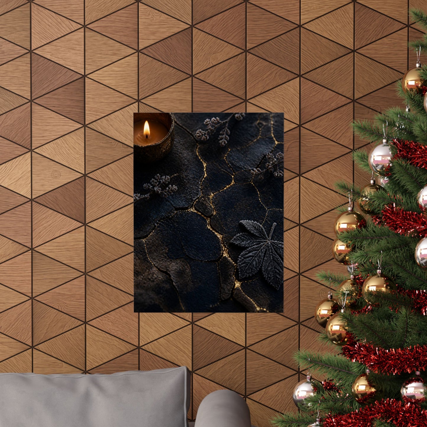 Luxurious Cracked Earth Wall Art Print - Moody Minimal Dark Japandi