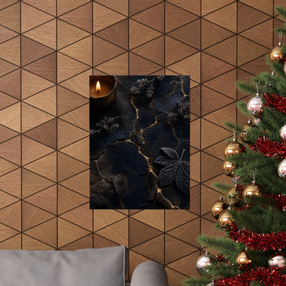 Luxurious Cracked Earth Wall Art Print - Moody Minimal Dark Japandi