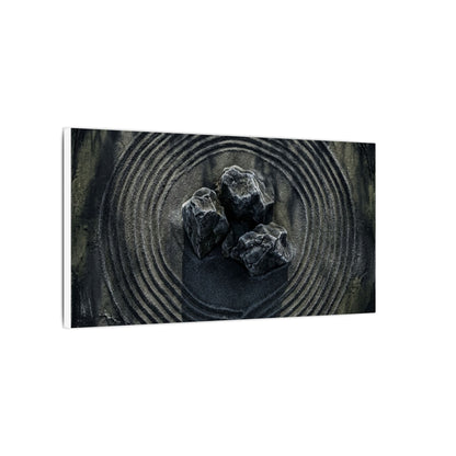 Moody Rock Garden Canvas Art - Dark Texture Dark Japandi