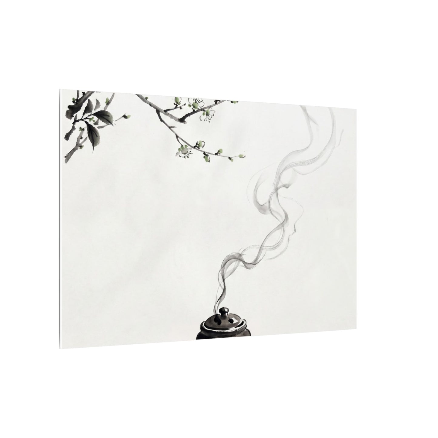 Calm Incense Smoke Canvas Art - Sumi E Zen