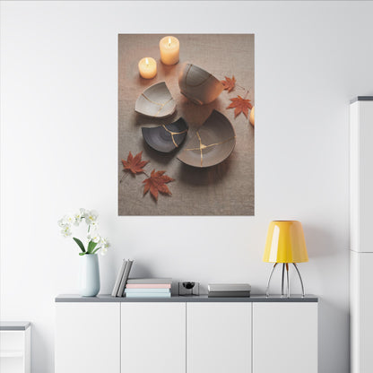 Candlelight Broken Pottery Canvas Art - Japandi Ma