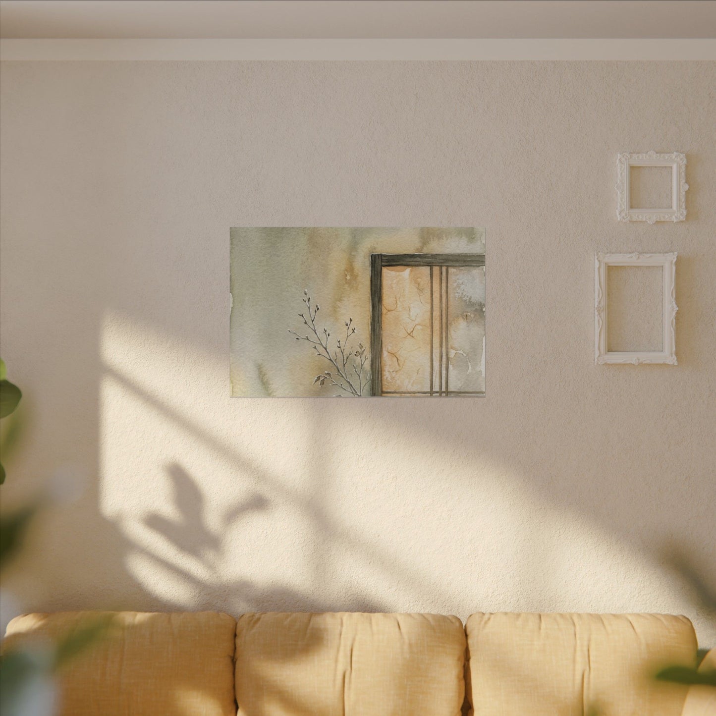 Ma Shoji Screen Canvas Art - Japandi Watercolor