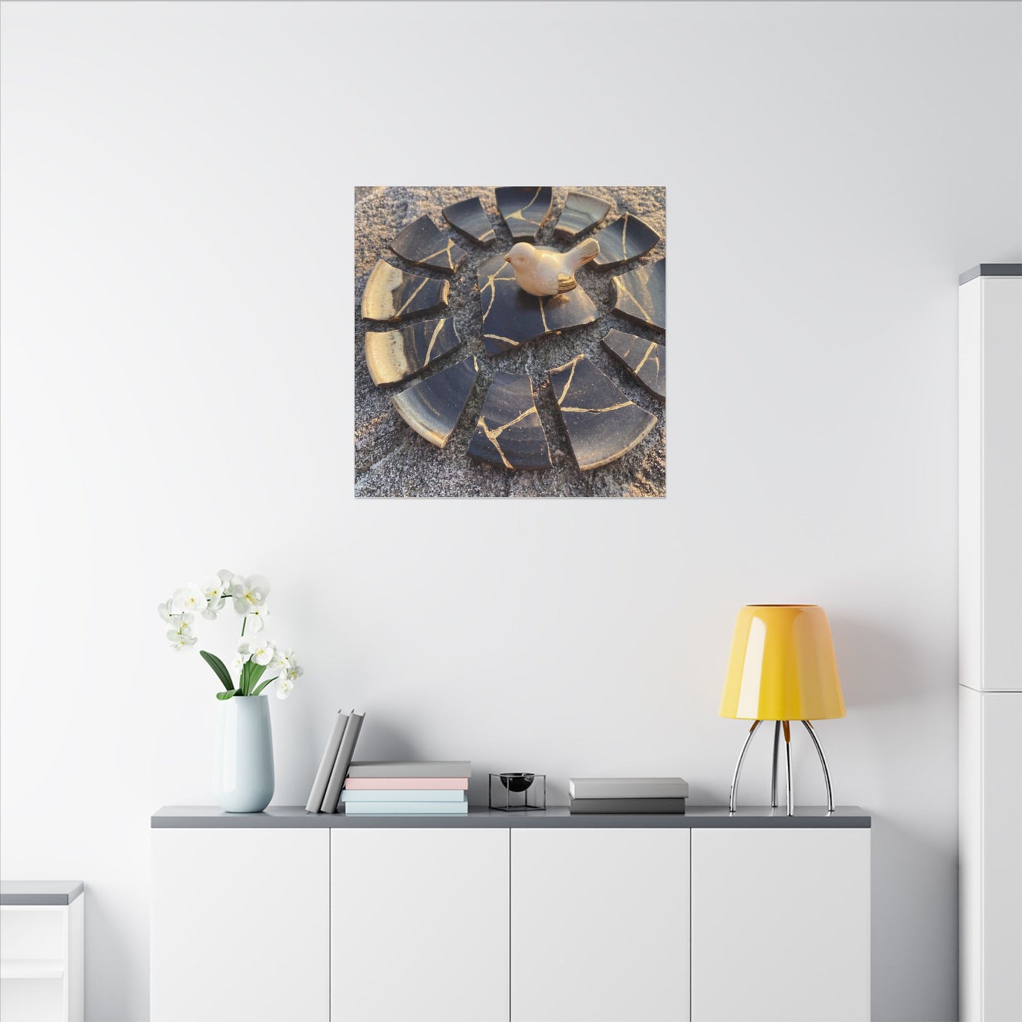 Golden Hour Broken Pottery Canvas Art - Kintsugi Datsuzoku