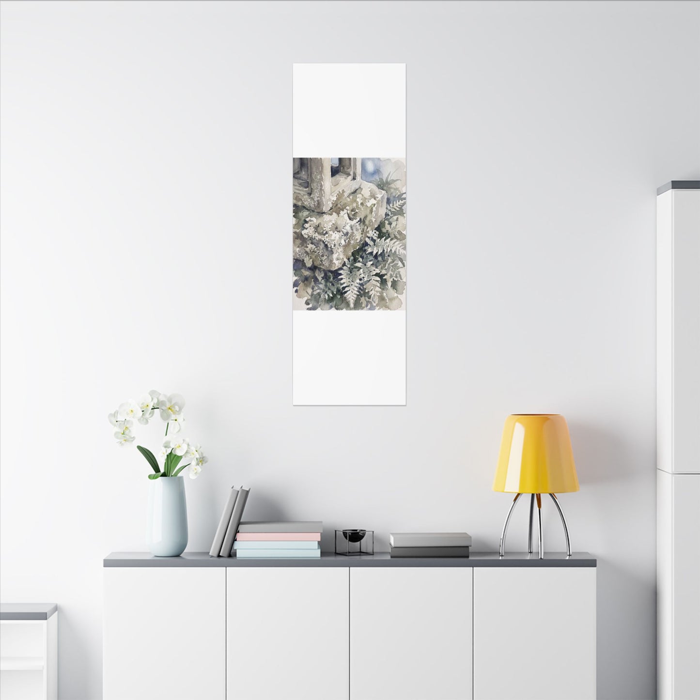 Stone Lantern Watercolor Canvas Art | Elegant Japandi Art