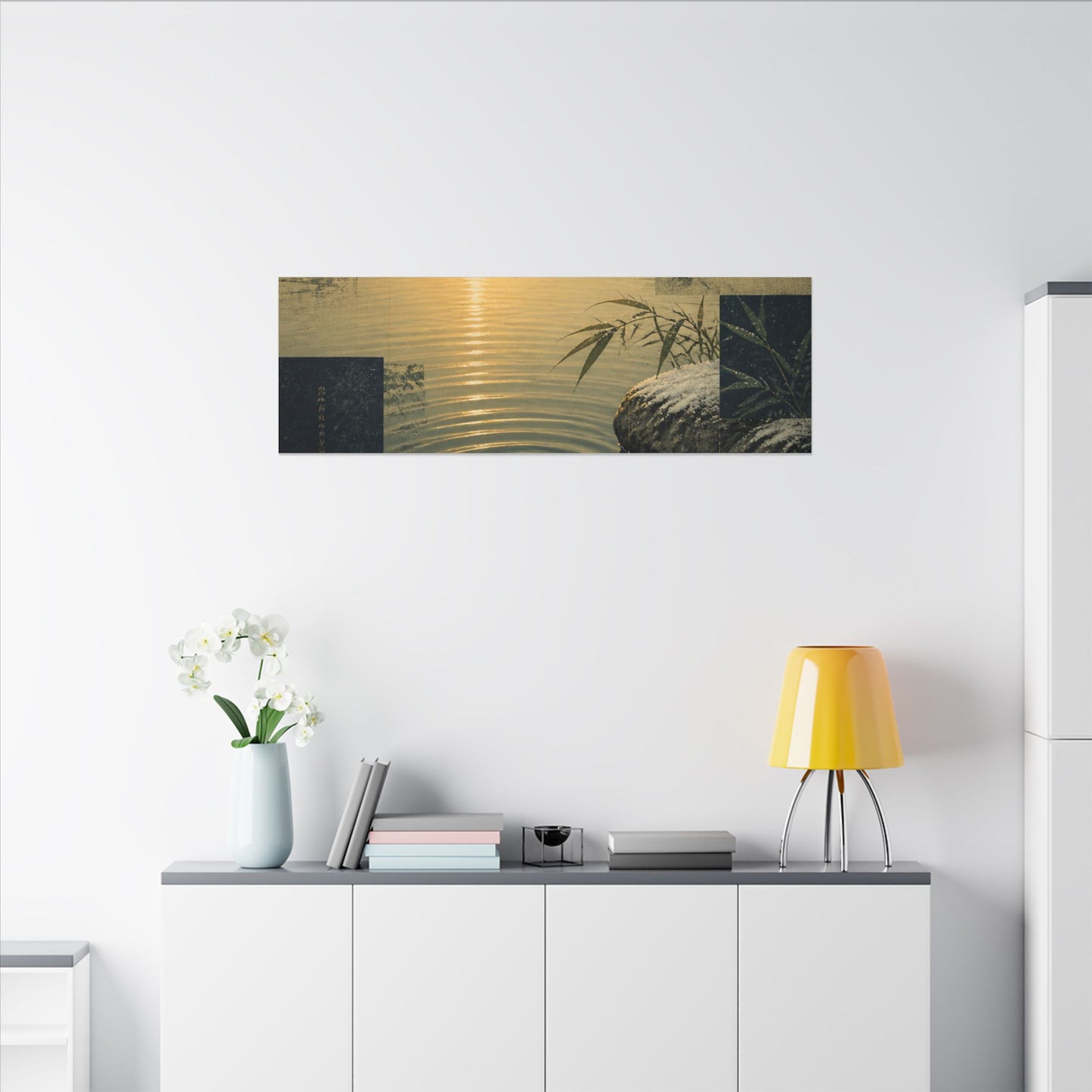 Zen Water Ripple in Golden Hour | Ukiyo E Inspired Canvas Art