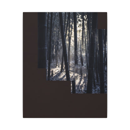 Bamboo Grove Canvas Art | Winter Dark Japandi Moody Minimal Art