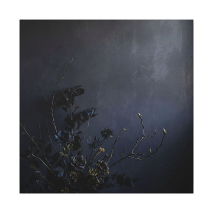 Dried Flowers Spring Canvas Art | Dark Japandi Moody Design