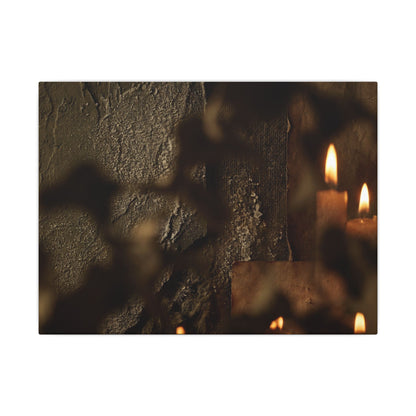 Shadow Play Dark Texture Canvas Art | Moody Dark Japandi Art