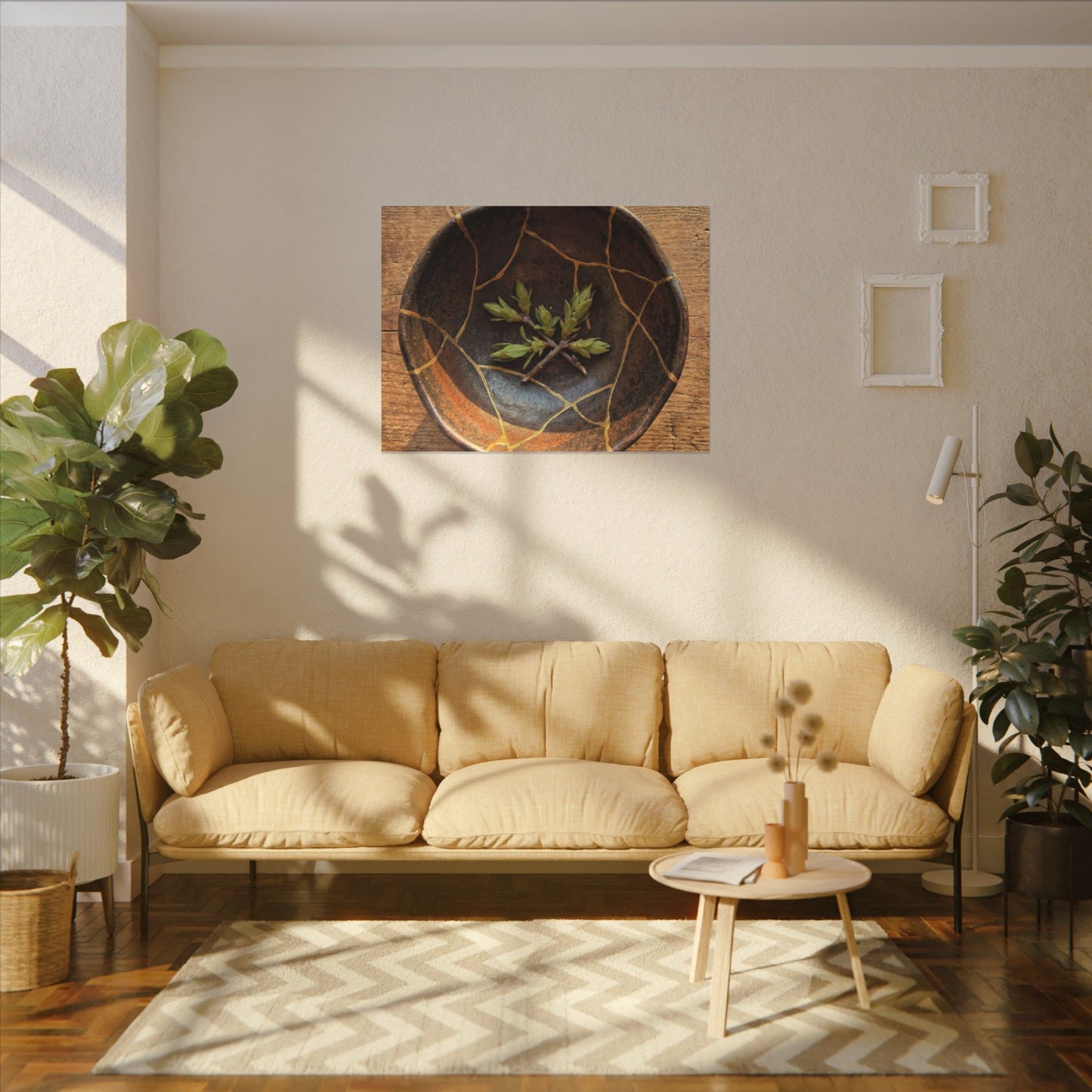 Ceramic Bowl Gold Repair Canvas Art | Resilient Kintsugi Art