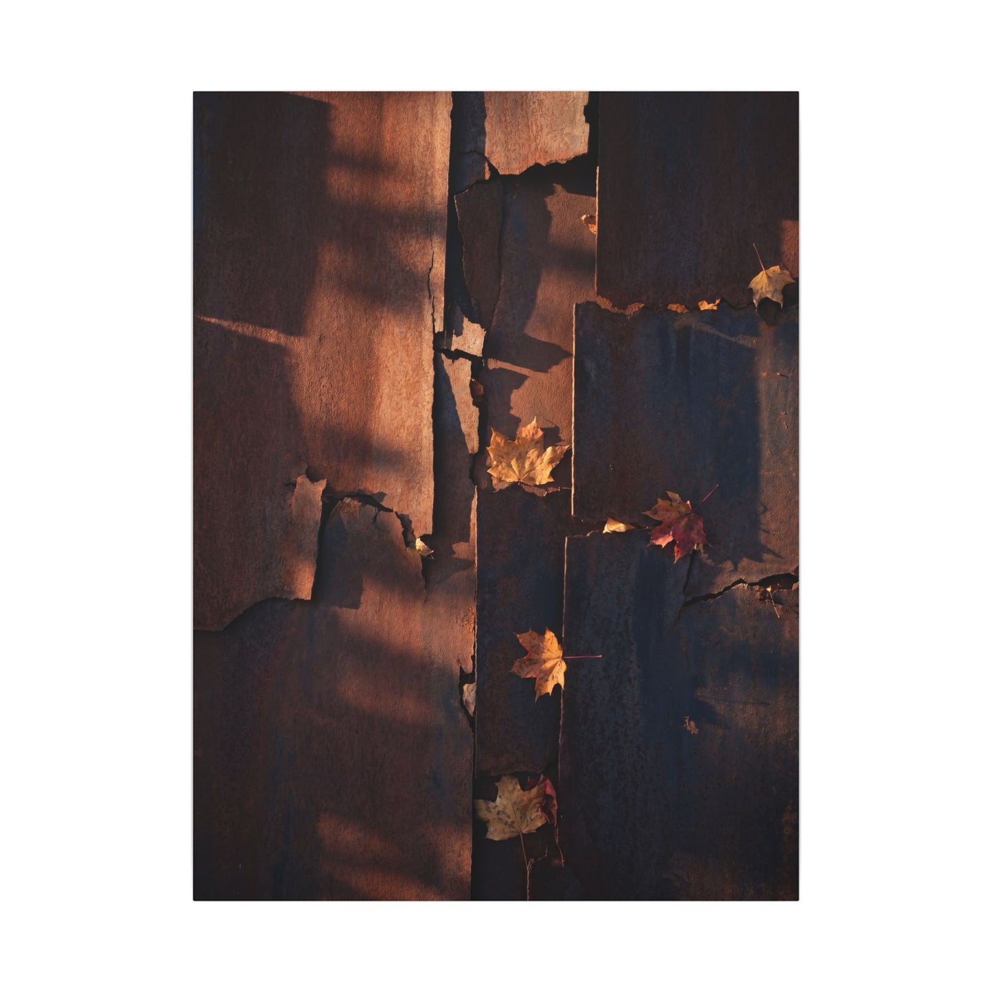 Seijaku Rust Patina Canvas Art - Dark Japandi Shadow Zen
