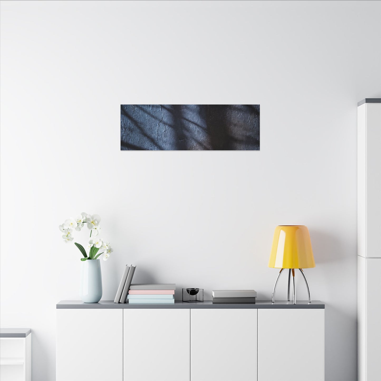 Dark Japandi Shadow Play in Moonlight | Moody Minimal Canvas Art